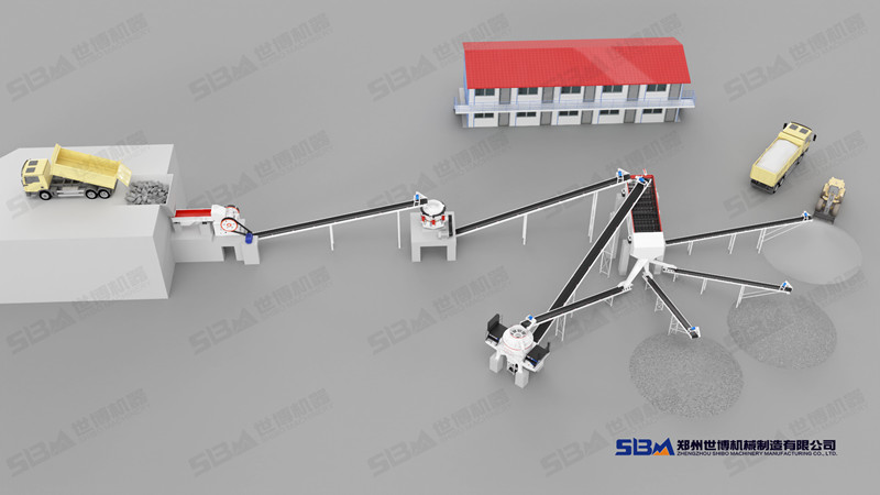 固定式玄武巖破碎制砂生產(chǎn)線設(shè)計(jì)圖