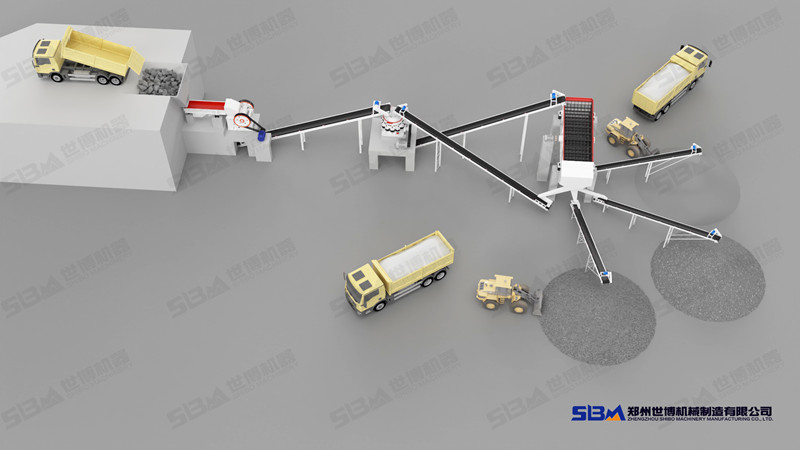 配置復合式圓錐破碎機的石料廠生產(chǎn)線設計圖