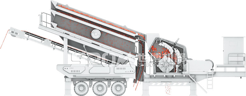 輪胎式移動(dòng)破碎站側(cè)面結(jié)構(gòu)圖